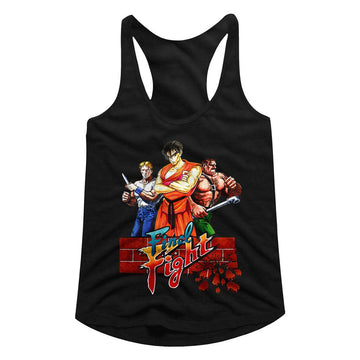 Final Fight-Finalfight-Black Ladies Slimfit Racerback-S - Black