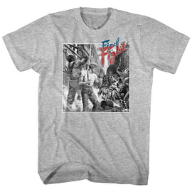 Final Fight-Bw Fight-Gray Heather Adult S/S T-Shirt - Gray Heather