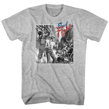 Final Fight-Bw Fight-Gray Heather Adult S/S T-Shirt - Gray Heather