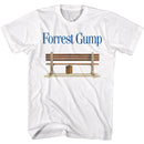 Forrest Gump-Forrest Gump Logo And Bench-White Adult S/S T-Shirt - White