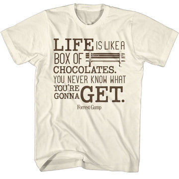 Forrest Gump-Forrest Gump Like A Box Of Chocolates-Natural Adult S/S T-Shirt - Natural