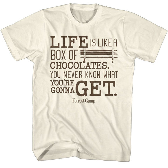 Forrest Gump-Forrest Gump Like A Box Of Chocolates-Natural Adult S/S T-Shirt - Natural