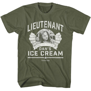 Forrest Gump-Forrest Gump Lt Dan Ice Cream-Military Green Adult S/S T-Shirt - Military Green