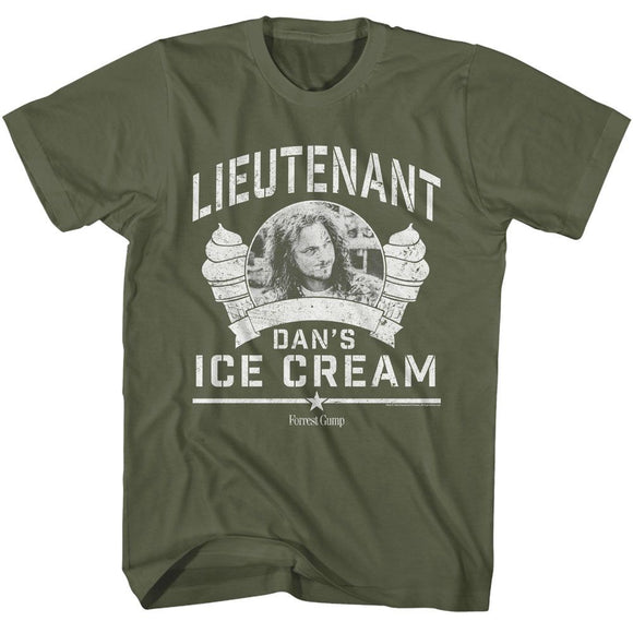 Forrest Gump-Forrest Gump Lt Dan Ice Cream-Military Green Adult S/S T-Shirt - Military Green