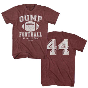 Forrest Gump-Forrest Gump Football-Vintage Maroon Heather Adult S/S T-Shirt ***F&B***-S - Vintage Maroon Heather