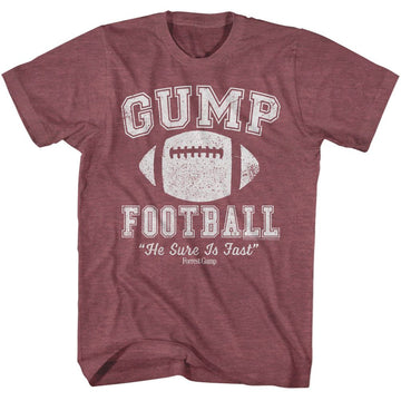 Forrest Gump-Forrest Gump Sure Is Fast-Vintage Maroon Heather Adult S/S T-Shirt - Vintage Maroon Heather
