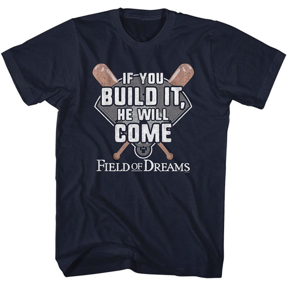 Field Of Dreams-Field Of Dreams If You Build It-Navy Adult S/S T-Shirt - Navy