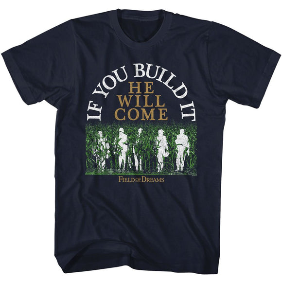 Field Of Dreams-Field Of Dreams He Will Come-Navy Adult S/S T-Shirt - Navy