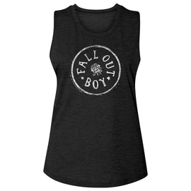 Fall Out Boy-Circle Rose-Black Ladies Na Sleeveless Slub-S - Black