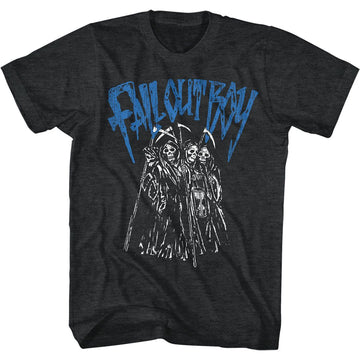 Fall Out Boy-Grim Reapers-Black Heather Adult S/S T-Shirt - Black Heather