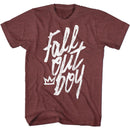 Fall Out Boy-Logo Handwritten-Vintage Maroon Heather Adult S/S T-Shirt - Vintage Maroon Heather