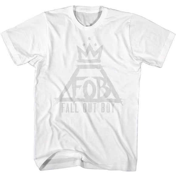 Fall Out Boy-Fall Out Boy Triangle Crown Logo-White Adult S/S T-Shirt - White