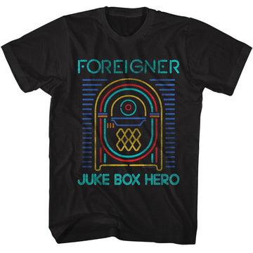 Foreigner-Foreigner Juke Box Hero-Black Adult S/S T-Shirt - Black
