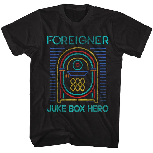 Foreigner-Foreigner Juke Box Hero-Black Adult S/S T-Shirt - Black