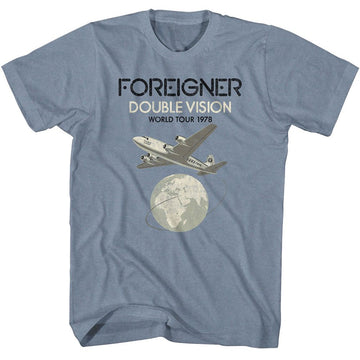 Foreigner-Foreigner Double Vision-Indigo Heather Adult S/S T-Shirt - Indigo Heather
