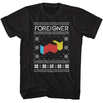Foreigner-Foreigner F Logo Xmas Sweater-Black Adult S/S T-Shirt S - Black