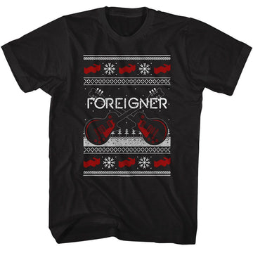 Foreigner-Foreigner Christmas Xmas Sweater-Black Adult S/S T-Shirt S - Black