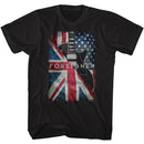 Foreigner-Foreigner Flags And Guitar-Black Adult S/S T-Shirt S - Black
