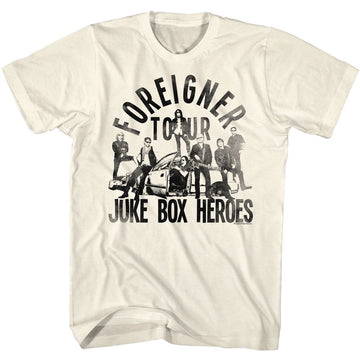Foreigner-Foreigner Juke Box Heroes-Natural Adult S/S T-Shirt - Natural