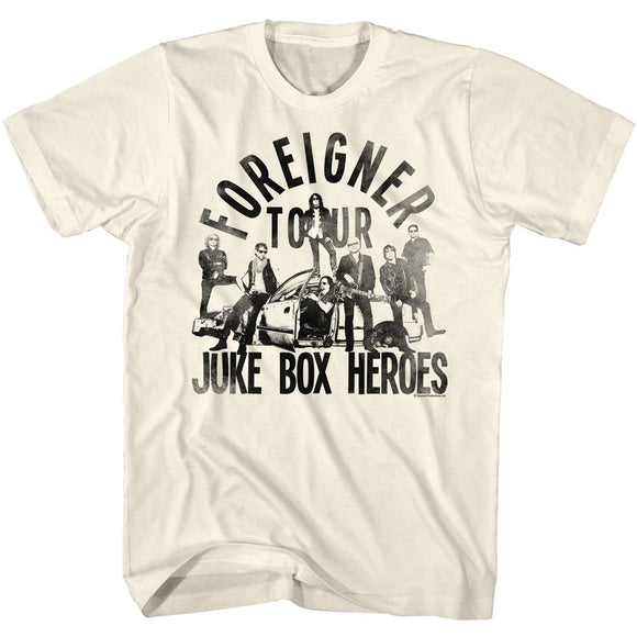 Foreigner-Foreigner Juke Box Heroes-Natural Adult S/S T-Shirt - Natural