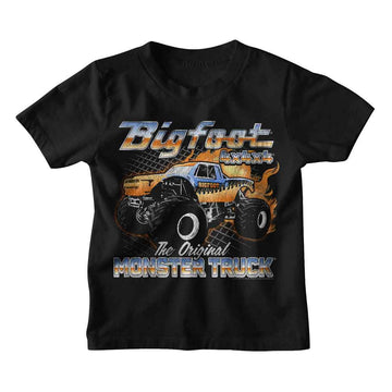 Bigfoot-Bigfoot Flame Truck-Black Youth S/S T-Shirt-Xs (5-6) - Black