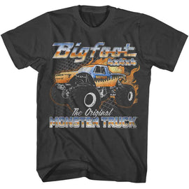 Bigfoot-Bigfoot Flame Truck-Smoke Adult S/S T-Shirt - Smoke