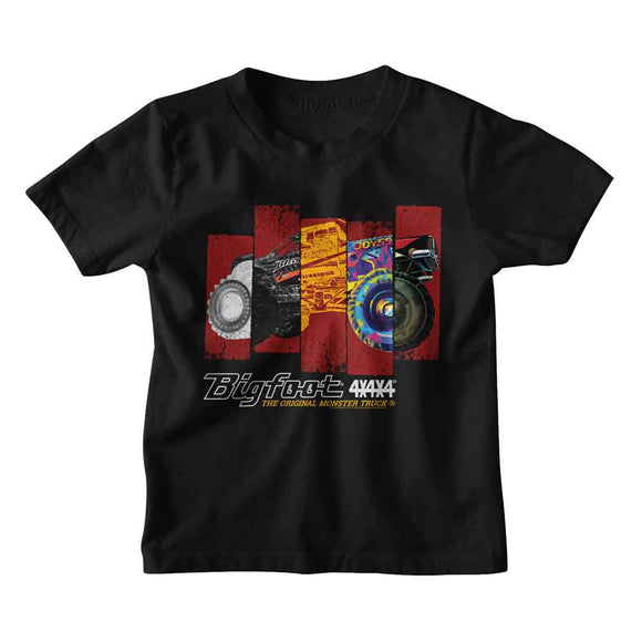 Bigfoot-Bigfoot Different Truck Rectangles-Black Youth S/S T-Shirt-Xs (5-6) - Black