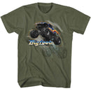 Bigfoot-Bigfoot Truck Jump-Military Green Adult S/S T-Shirt - Military Green