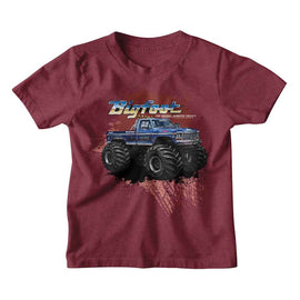 Bigfoot-Bigfoot Splatter Background-Vintage Burgundy Youth S/S T-Shirt (7-8) - Vintage Burgundy