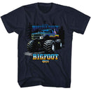 Bigfoot-Bigfoot Truck And Trees-Navy Adult S/S T-Shirt - Navy