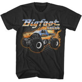Bigfoot-Bigfoot Truck With Flames-Smoke Adult S/S T-Shirt - Smoke