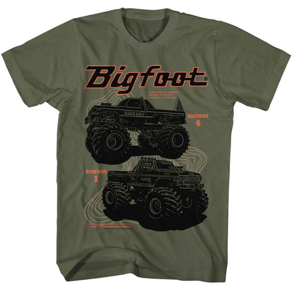 Bigfoot-Bigfoot 1 And 4-Military Green Adult S/S T-Shirt - Military Green