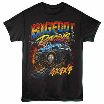 Bigfoot Gradient Racing Black Adult T-Shirt