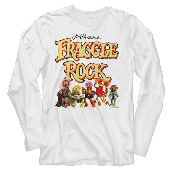 Fraggle Rock-Fraggle Rock And Logo-White Adult L/S T-Shirt - White