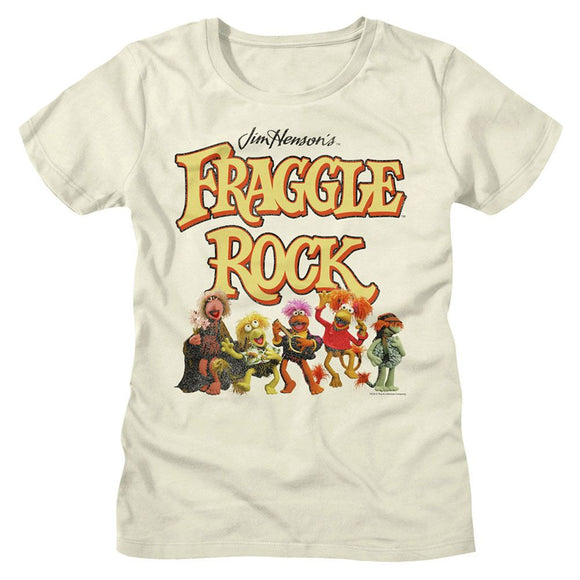 Fraggle Rock-Fraggies And Logo-Vintage White Ladies S/S T-Shirt - Vintage White