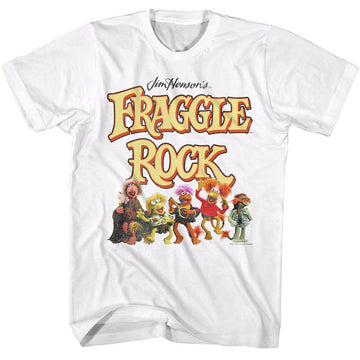 Fraggle Rock-Fraggle Rock Fraggles And Logo-White Adult S/S T-Shirt - White