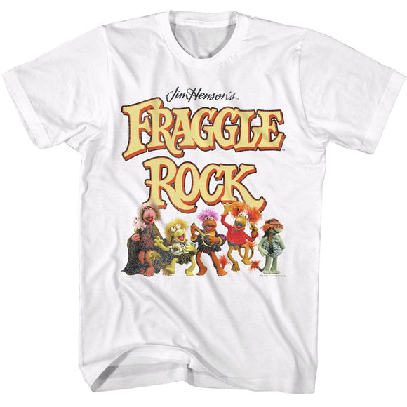Fraggle Rock-Fraggle Rock Fraggles And Logo-White Adult S/S T-Shirt - White