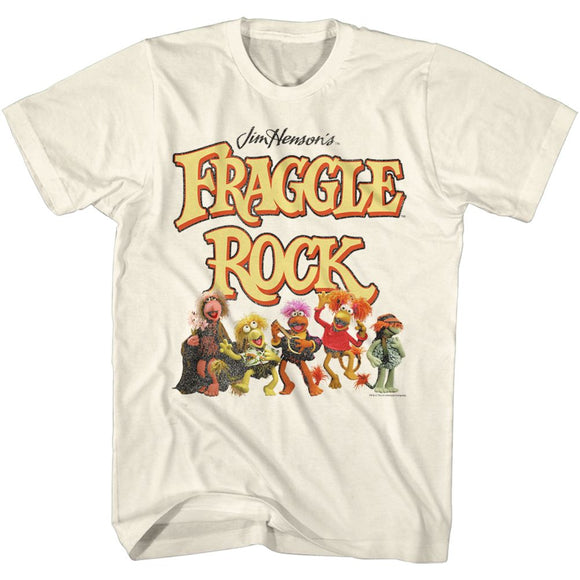 Fraggle Rock-Fraggies And Logo-Natural Adult S/S T-Shirt - Natural