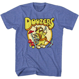 Fraggle Rock-Doozers Retro Circle-Royal Heather Adult S/S T-Shirt - Royal Heather