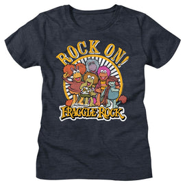 Fraggle Rock-Rock On-Navy Heather Ladies S/S T-Shirt - Navy Heather