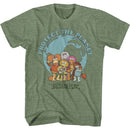 Fraggle Rock-Save The Planet-Military Green Heather Adult S/S T-Shirt - Military Green Heather