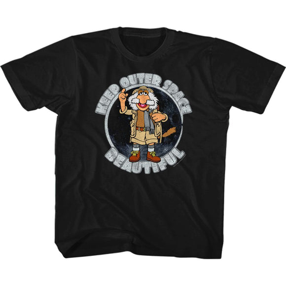 Fraggle Rock-Outer Space-Black Youth S/S T-Shirt-Xs (5-6) - Black