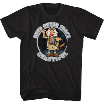 Fraggle Rock-Outer Space-Black Adult S/S T-Shirt - Black