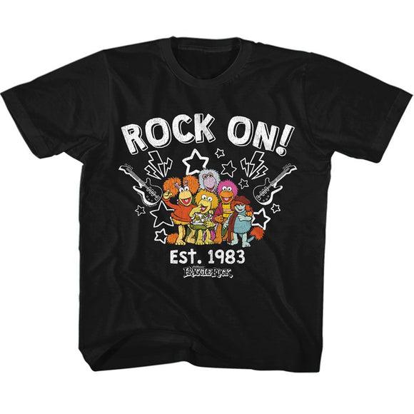 Fraggle Rock-Guitars And Stars-Black Toddler S/S T-Shirt-4T - Black