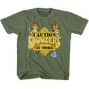 Fraggle Rock-Caution Doozers-Military Green Youth S/S T-Shirt (7-8) - Military Green
