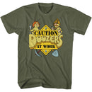 Fraggle Rock-Caution Doozers-Military Green Adult S/S T-Shirt - Military Green