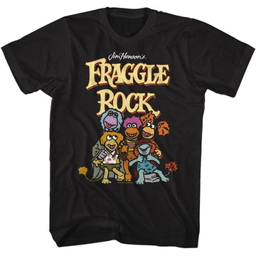 Fraggle Rock-Fraggle Rock Fraggle Group-Black Adult S/S T-Shirt - Black