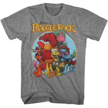 Fraggle Rock-Fraggle Rock Drawn Fraggles-Graphite Heather Adult S/S T-Shirt - Graphite Heather
