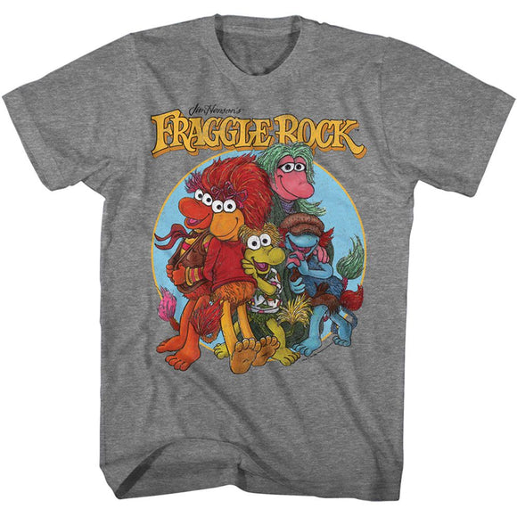 Fraggle Rock-Fraggle Rock Drawn Fraggles-Graphite Heather Adult S/S T-Shirt - Graphite Heather