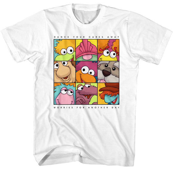 Fraggle Rock-Fraggle Rock 9 Character Dance-White Adult S/S T-Shirt - White